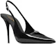 Lookbook (W) Saint Laurent Kulit Leker Tumit Tinggi Hitam Dengan Tali Dan Gesper. 7315241TV001000