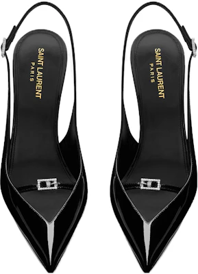 (W) Saint Laurent Kulit Leker Tumit Tinggi Hitam Dengan Tali Dan Gesper. 7315241TV001000 Shop (W) Saint Laurent Kulit Leker Tumit Tinggi Hitam Dengan Tali Dan Gesper. 7315241TV001000