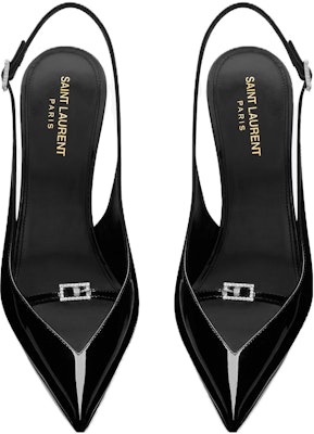 (W) Saint Laurent Kulit Leker Tumit Tinggi Hitam Dengan Tali Dan Gesper. 7315241TV001000 Shop (W) Saint Laurent Kulit Leker Tumit Tinggi Hitam Dengan Tali Dan Gesper. 7315241TV001000