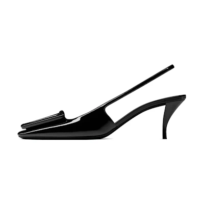 (W) Saint Laurent Patent Leather Elastic Slingback Pumps 6cm 'Black'