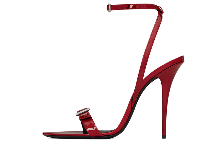 (Women) Saint Laurent Patent Leather High-Heel Slide 'Red' 709596AAAPQ6414
