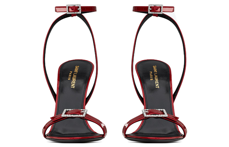 Lookbook SAINT LAURENT 漆皮簡約高跟時尚涼拖 11cm 女款 紅色