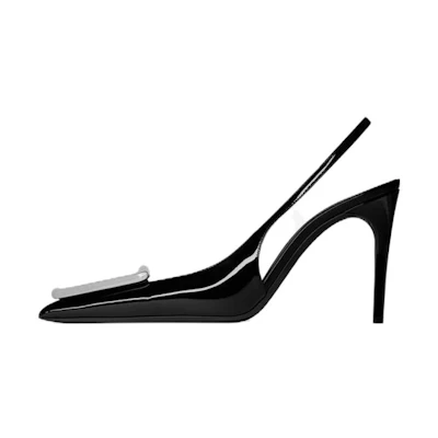 (W) Saint Laurent Patent Leather High Heels 9.5cm 'Black CMFT Fashion'