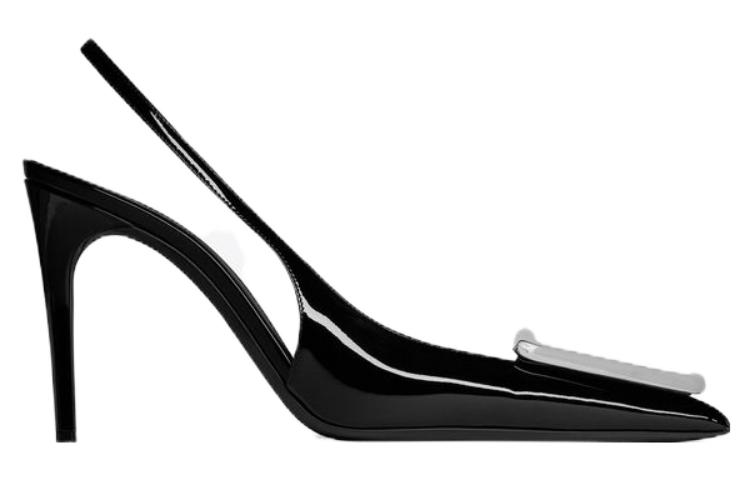 Order (W) Saint Laurent Sepatu Hak Kulit Hitam 9.5cm 'Nyaman & Modis' 7560621TVNN1000