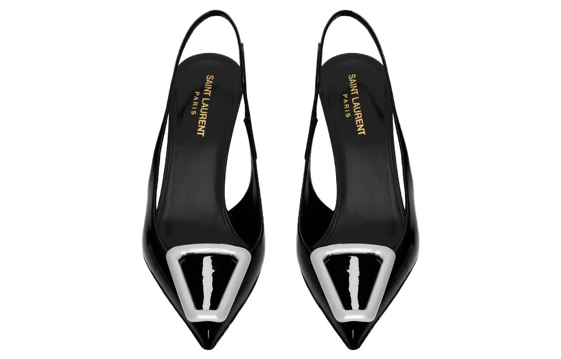 Shop (W) Saint Laurent Sepatu Hak Kulit Hitam 9.5cm 'Nyaman & Modis' 7560621TVNN1000