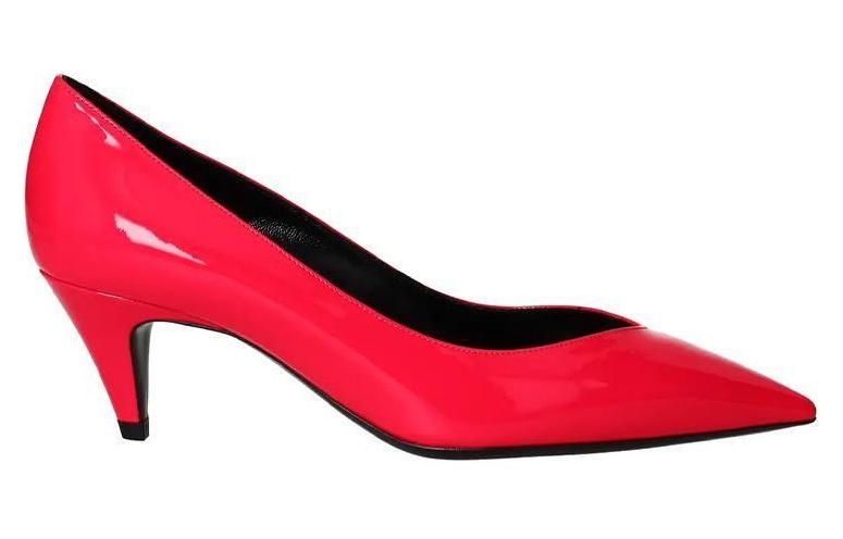 Order (W) Saint Laurent Sepatu Heels Kulit Berkilau 'Pink' 5865441F0005616