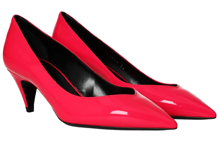 Shop (W) Saint Laurent Sepatu Heels Kulit Berkilau 'Pink' 5865441F0005616