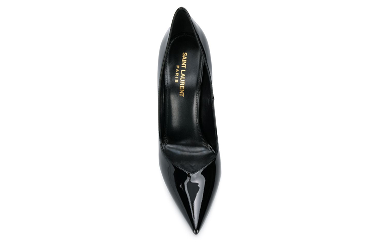 Shop (W) Saint Laurent Kasut Tumit Tinggi Kulit Berkilat Hujung Runcing 'Hitam' 5785990NP001000