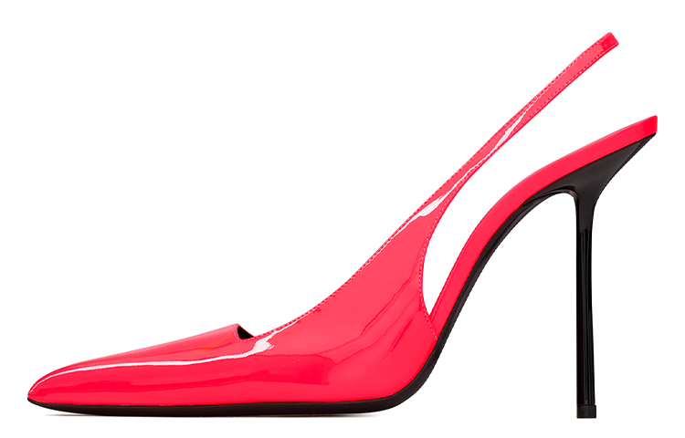 (Women) Saint Laurent Patent Leather Pointed-Toe Slip-On Stiletto 'Pink' 731520AABNG6603