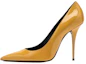 Buy SAINT LAURENT 漆皮 尖頭套腳 細跟 高跟鞋 12cm 女款 黃色