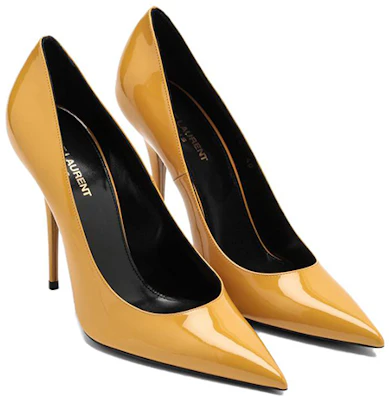 SAINT LAURENT 漆皮 尖頭套腳 細跟 高跟鞋 12cm 女款 黃色 Order SAINT LAURENT 漆皮 尖頭套腳 細跟 高跟鞋 12cm 女款 黃色
