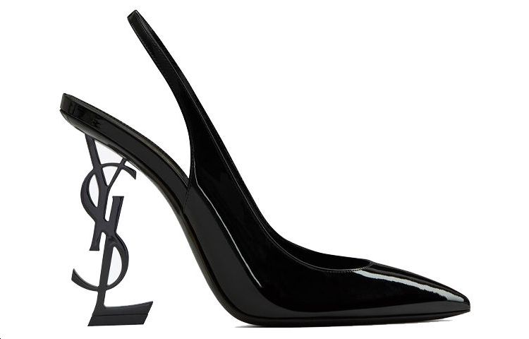 Order (W) Saint Laurent Hak Tinggi Kulit Hitam Berkilau Tumit Runcing 6301070NPVV1000