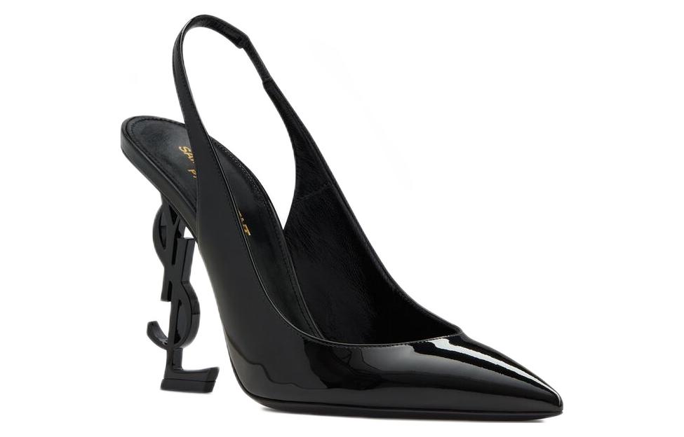 Lookbook (W) Saint Laurent Hak Tinggi Kulit Hitam Berkilau Tumit Runcing 6301070NPVV1000