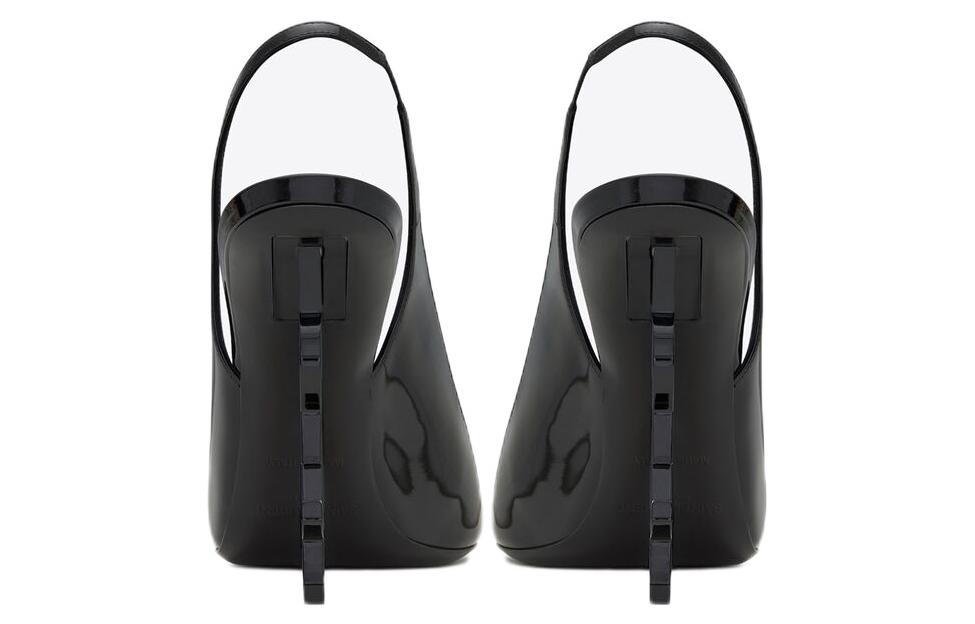 Purchase (W) Saint Laurent Hak Tinggi Kulit Hitam Berkilau Tumit Runcing 6301070NPVV1000