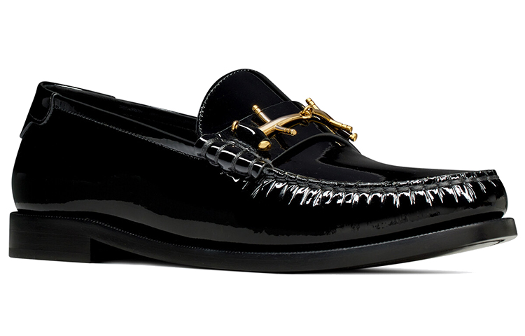 (W) Saint Laurent Patent Leather Slip-On Loafers 'Black' 圖 2