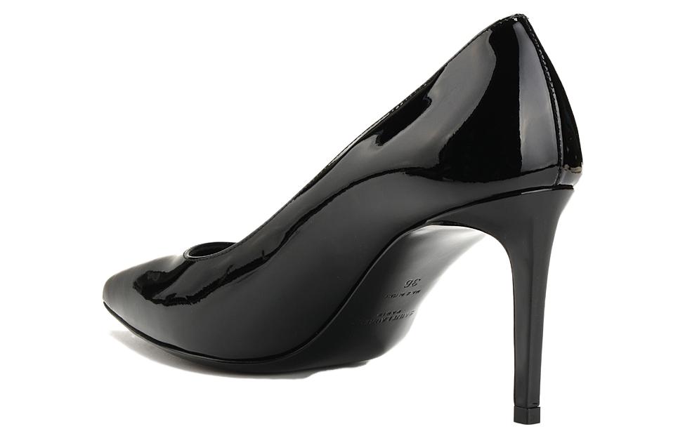 Lookbook SAINT LAURENT 鍍漆皮 尖頭套腳 細跟 高跟鞋 8cm 女款 黑色