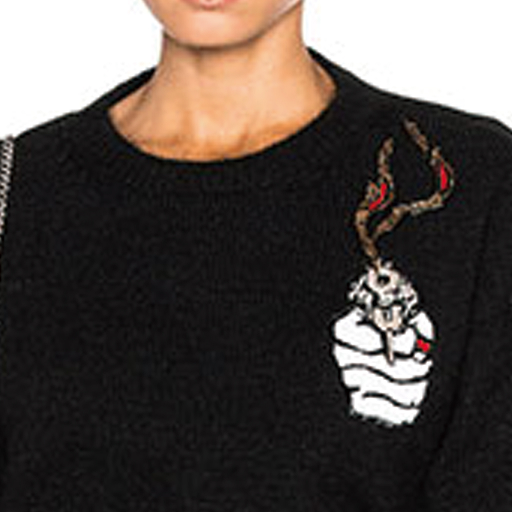 Sizing (Women) SAINT LAURENT Pistol Print Pullover Long-Sleeve Sweater Women’s Black 444166YA2ET1000