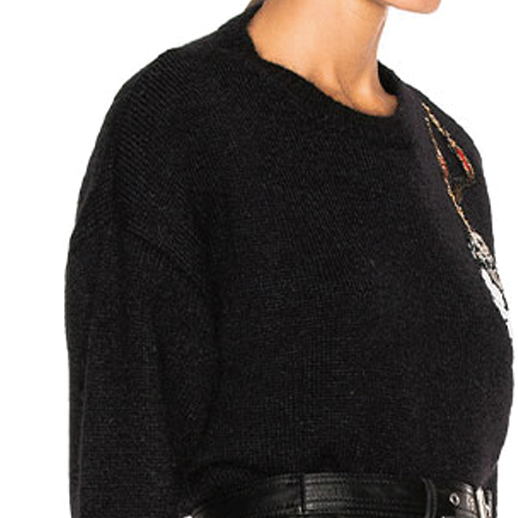 Cheap (Women) SAINT LAURENT Pistol Print Pullover Long-Sleeve Sweater Women’s Black 444166YA2ET1000