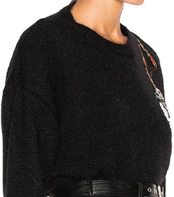 (W) サンローラン ピストルプリント プルオーバー 長袖セーター レディース ブラック 444166YA2ET1000 Cheap (W) サンローラン ピストルプリント プルオーバー 長袖セーター レディース ブラック 444166YA2ET1000