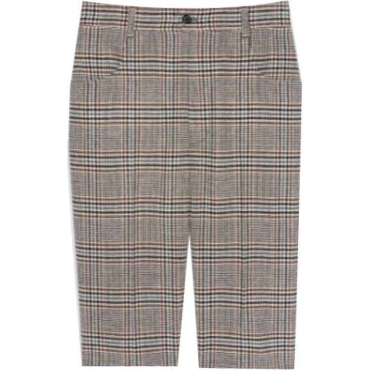 (Women) SAINT LAURENT Plaid Wool Bermuda Cycling Shorts Beige FW21 Collection 661317Y3D122577