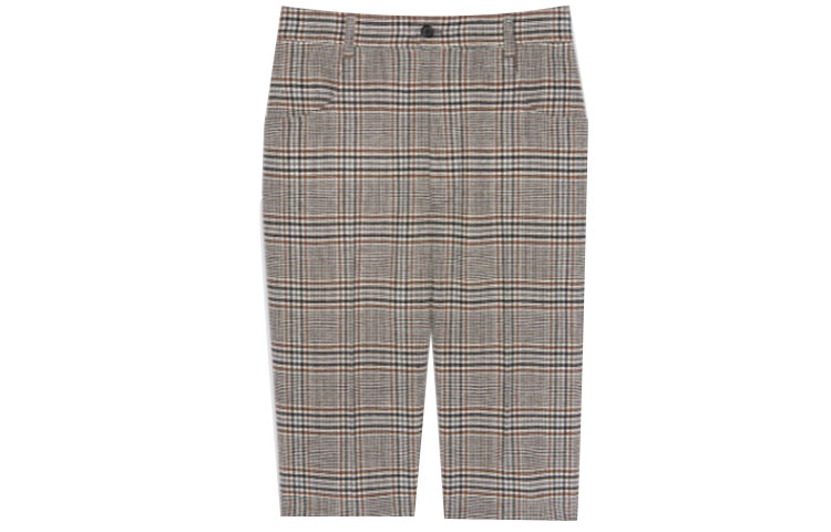 Order (W) SAINT LAURENT Seluar Pendek Berbasikal Plaid Wool Beige Koleksi FW21 661317Y3D122577