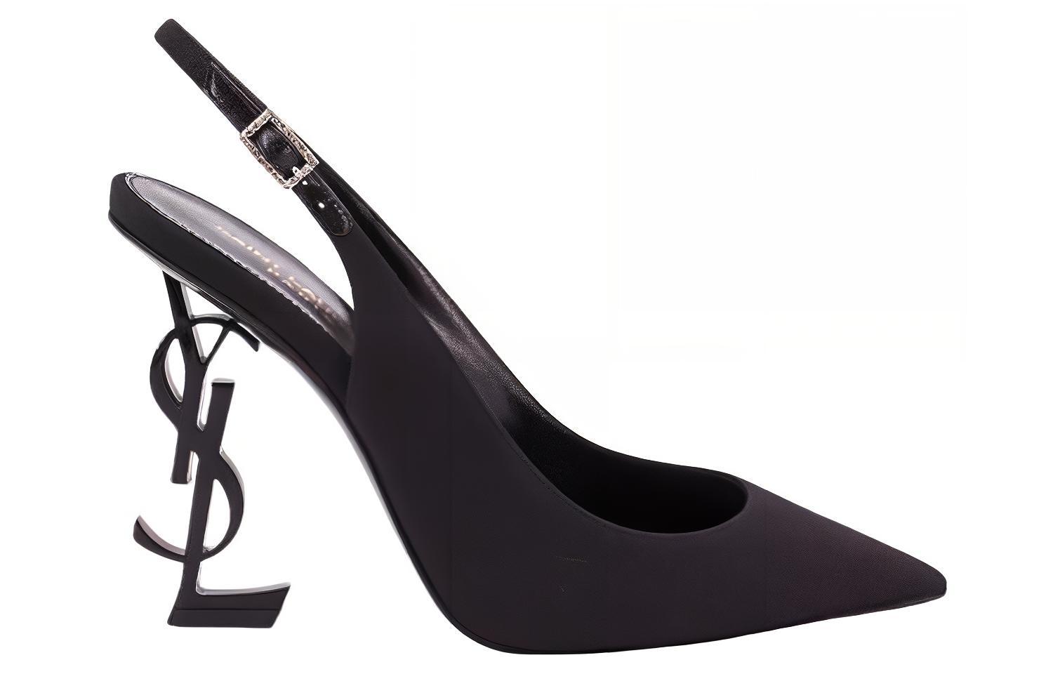 Order (W) Saint Laurent Tumit 'Alien Heel' Bertali Berhujung Runcing 'Hitam' 762942AACSM1000