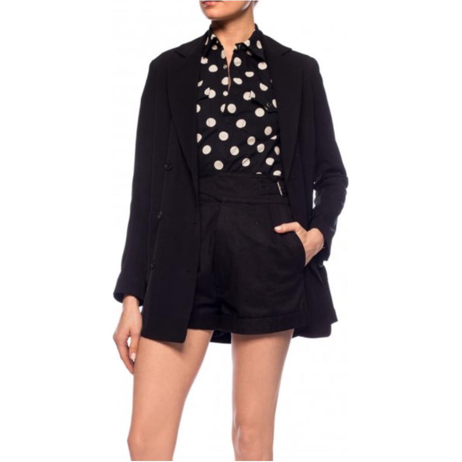Lookbook (W) SAINT LAURENT 黑色波點印花尖領長袖襯衫 女士 601613Y535V1082