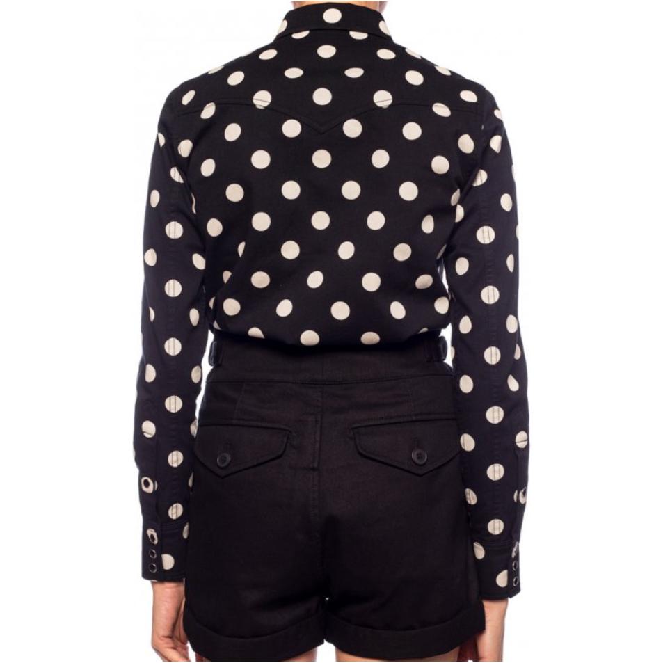 Purchase (W) SAINT LAURENT 黑色波點印花尖領長袖襯衫 女士 601613Y535V1082