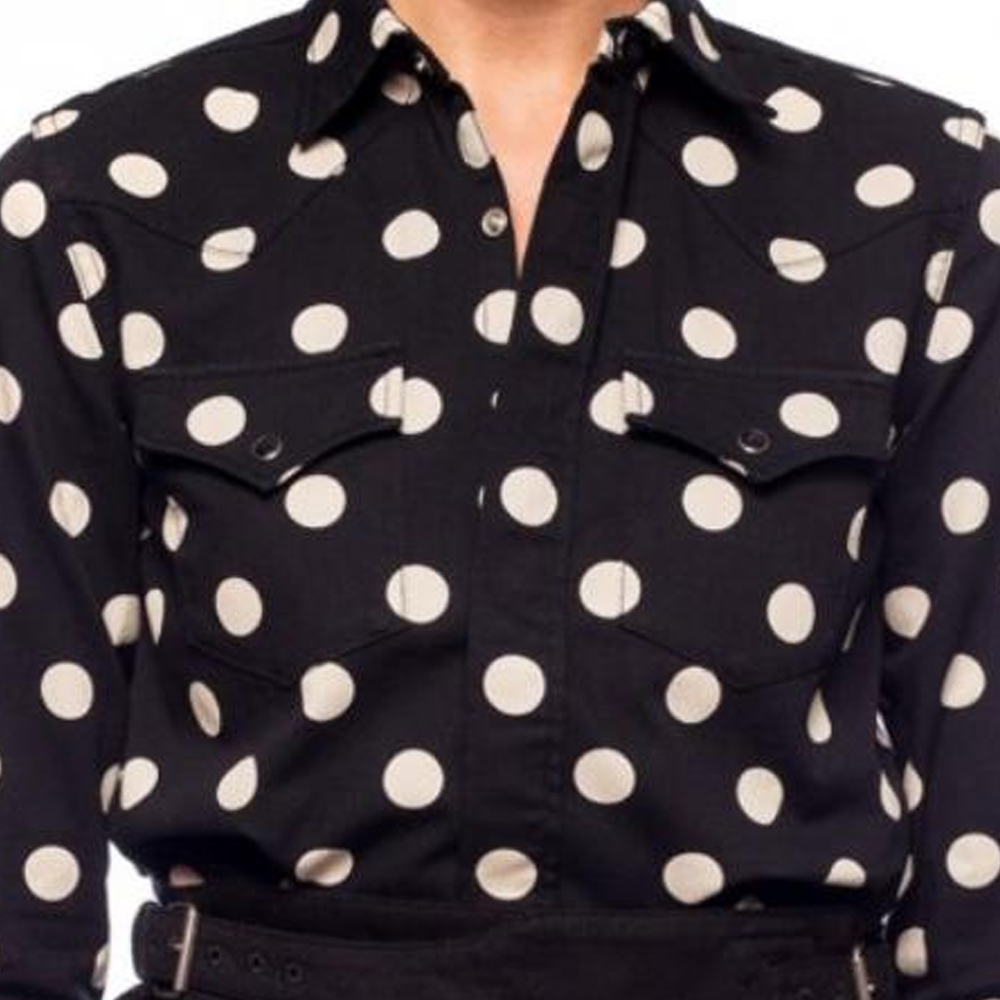Details for (W) SAINT LAURENT 黑色波點印花尖領長袖襯衫 女士 601613Y535V1082