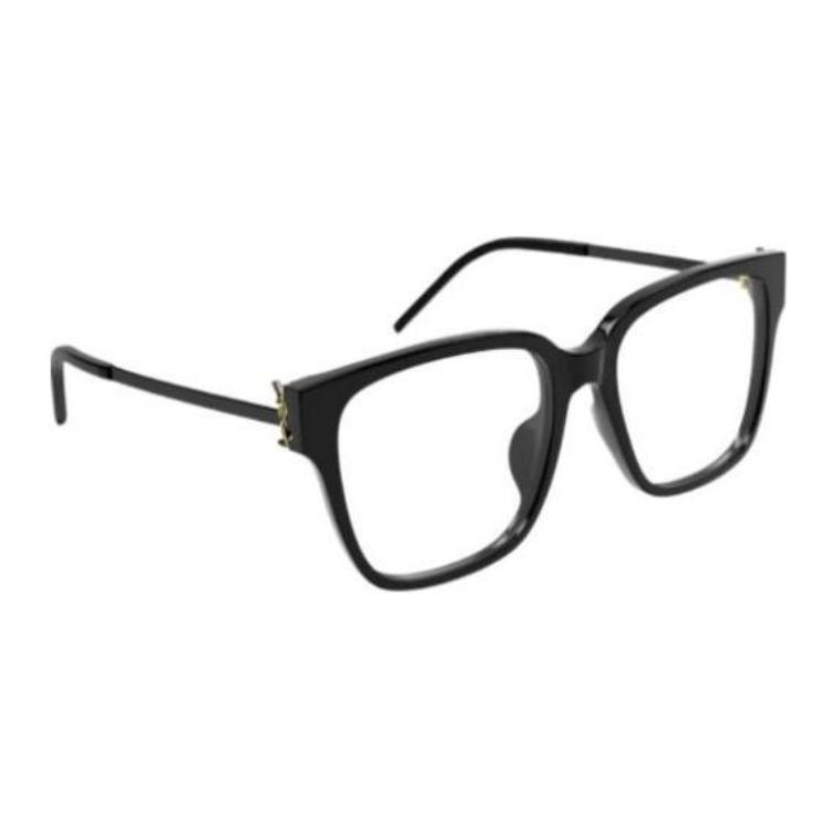 Shop (W) SAINT LAURENT 矩形黑色醋酸金屬框光學眼鏡 SLM48OAF