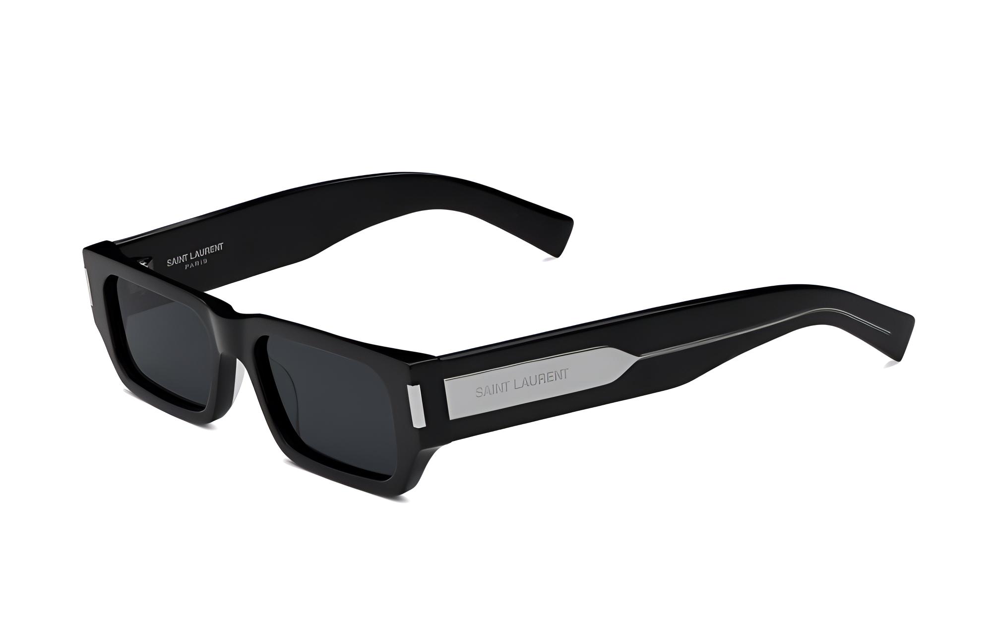 (Women) Saint Laurent Rectangular Black Sunglasses with Logo Detail 779823y99601033