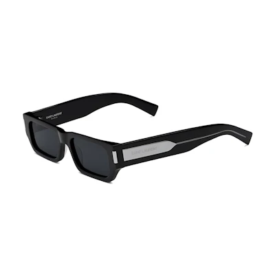 (Women) Saint Laurent Rectangular Black Sunglasses with Logo Detail 779823y99601033