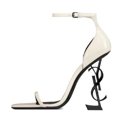 (W) Saint Laurent Sandal 'Black Heel Patent White'