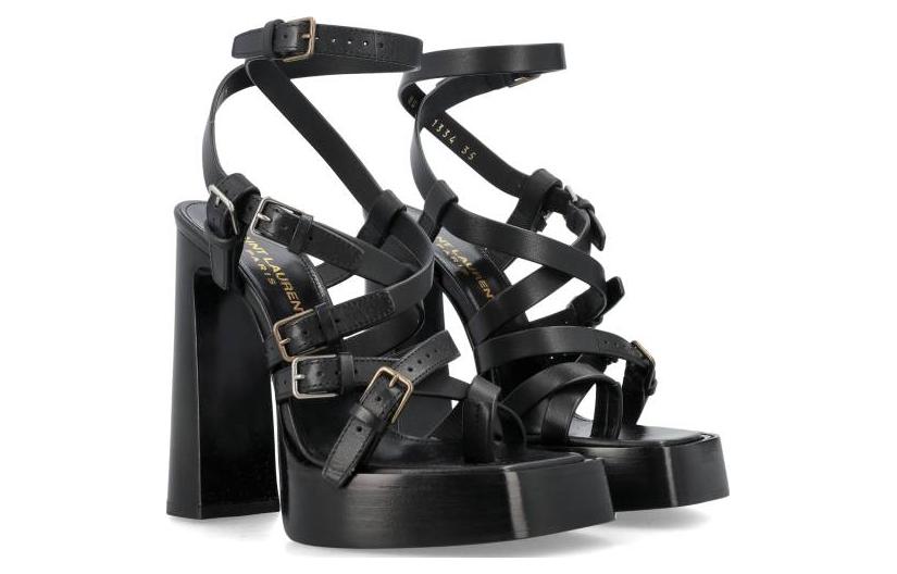 Lookbook (W) サンローラン レザーコンフォートサンダル (黒) 731334DWE001000