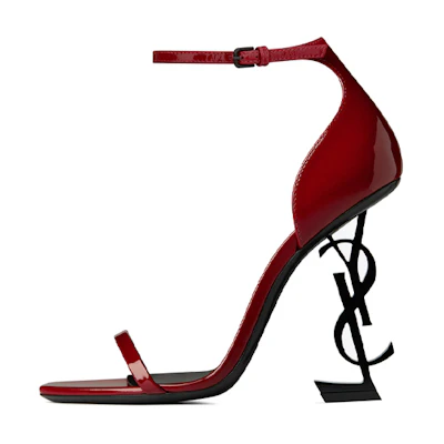 (W) Saint Laurent Sandals 'Black Patent with Red Heel'