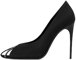 (Women) Saint Laurent Satin 11cm 'Black' 'Crystal-Studded Stiletto' 7421719QN0A1066 (Women) Saint Laurent Satin 11cm 'Black' 'Crystal-Studded Stiletto' 7421719QN0A1066
