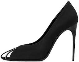 (Women) Saint Laurent Satin 11cm 'Black' 'Crystal-Studded Stiletto' 7421719QN0A1066 (Women) Saint Laurent Satin 11cm 'Black' 'Crystal-Studded Stiletto' 7421719QN0A1066