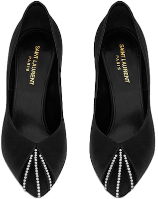 (W) Saint Laurent Satin 11cm 'Hitam' 'Stiletto Berhias Kristal' 7421719QN0A1066 Shop (W) Saint Laurent Satin 11cm 'Hitam' 'Stiletto Berhias Kristal' 7421719QN0A1066