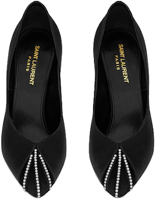 (W) Saint Laurent Satin 11cm 'Hitam' 'Stiletto Berhias Kristal' 7421719QN0A1066 Shop (W) Saint Laurent Satin 11cm 'Hitam' 'Stiletto Berhias Kristal' 7421719QN0A1066