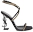 Order (W) Sandal Kulit Satin Saint Laurent 'Black Crystal' 7323391UUAV1064