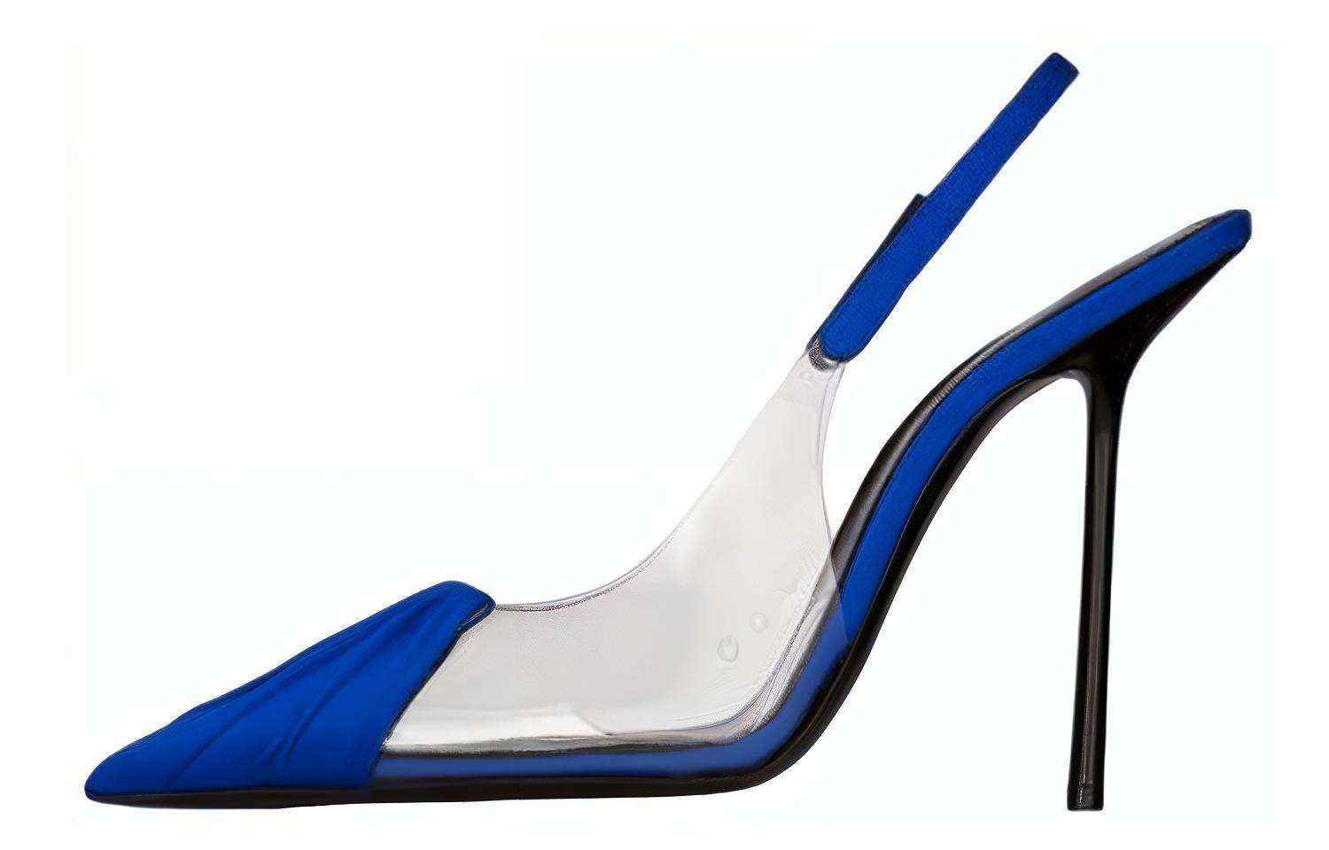 (Women) Saint Laurent Satin Pointed Toe Stiletto 'Blue' 6998731F40E8373