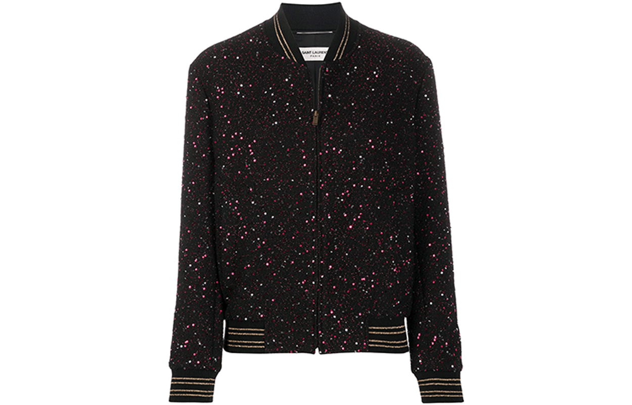 (Women) SAINT LAURENT Sequin Aviator Jacket Women’s Black 612289Y857V1091 圖 2