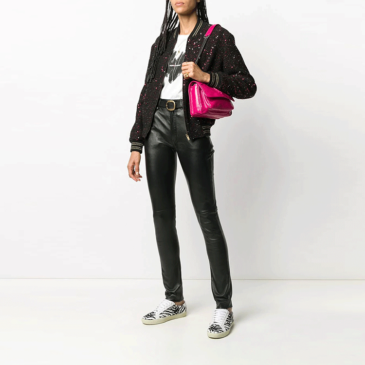 (Women) SAINT LAURENT Sequin Aviator Jacket Women’s Black 612289Y857V1091 圖 3