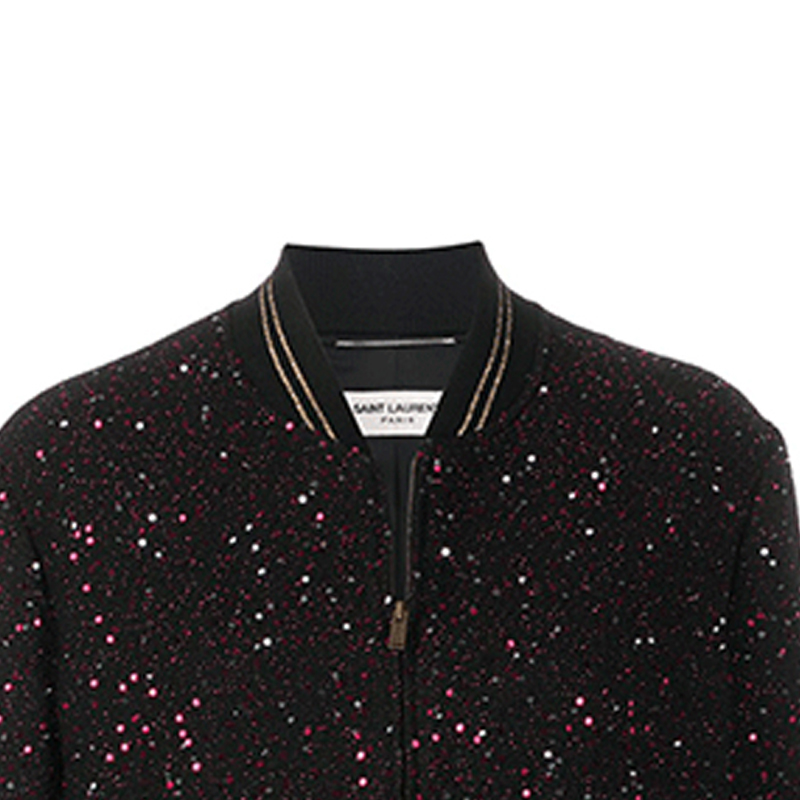 (Women) SAINT LAURENT Sequin Aviator Jacket Women’s Black 612289Y857V1091 圖 6
