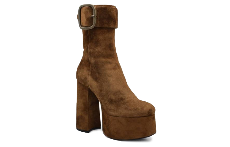 (W) Saint Laurent Short Boot 'Velvet Buckle Brown' 圖 3