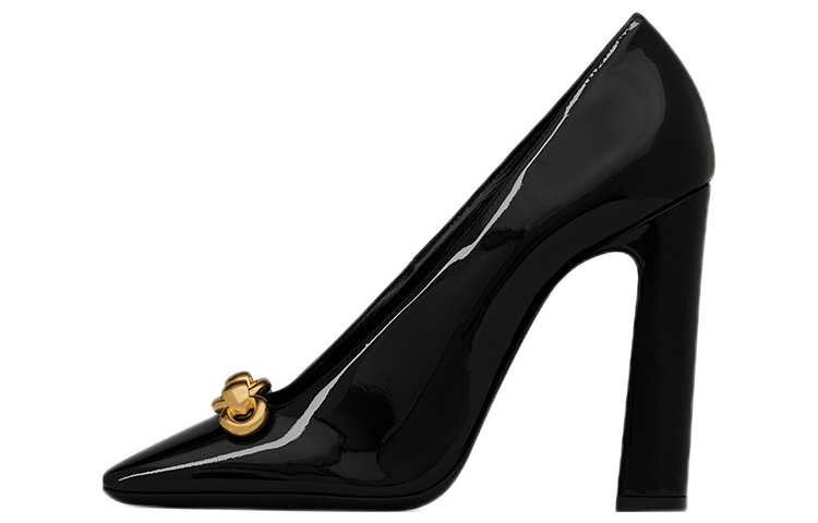 (Women) Saint Laurent Silvana 'Black Patent Square-Toe Block Heel' 7139241TVKK1000