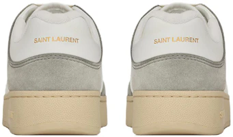 Shop SAINT LAURENT聖羅蘭 SL/61 絨面牛皮 低筒繫帶 時尚板鞋 女款 灰白色