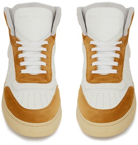 SAINT LAURENT聖洛蘭 SL/80 皮革絨面革 中筒繫帶 中筒 板鞋 女款 白棕色 Lookbook SAINT LAURENT聖洛蘭 SL/80 皮革絨面革 中筒繫帶 中筒 板鞋 女款 白棕色