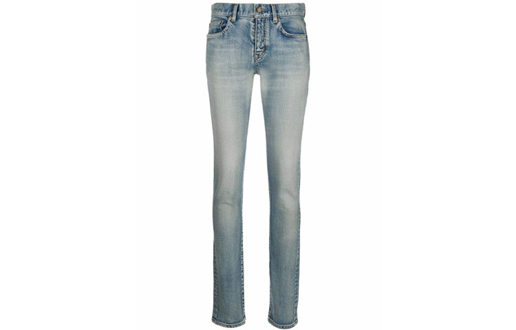 Order (Women) SAINT LAURENT Slim Fit Solid Blue Denim Jeans 578939YC5074503
