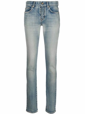 (Women) SAINT LAURENT Slim Fit Solid Blue Denim Jeans 578939YC5074503 Order (Women) SAINT LAURENT Slim Fit Solid Blue Denim Jeans 578939YC5074503